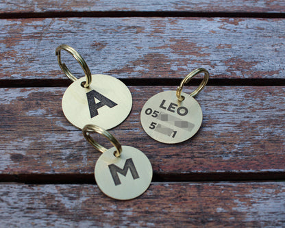 Brass Letter Pet ID Tag | Custom Engraved Initial Tag for Pets