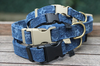 Star Printed Denim Dog Collar