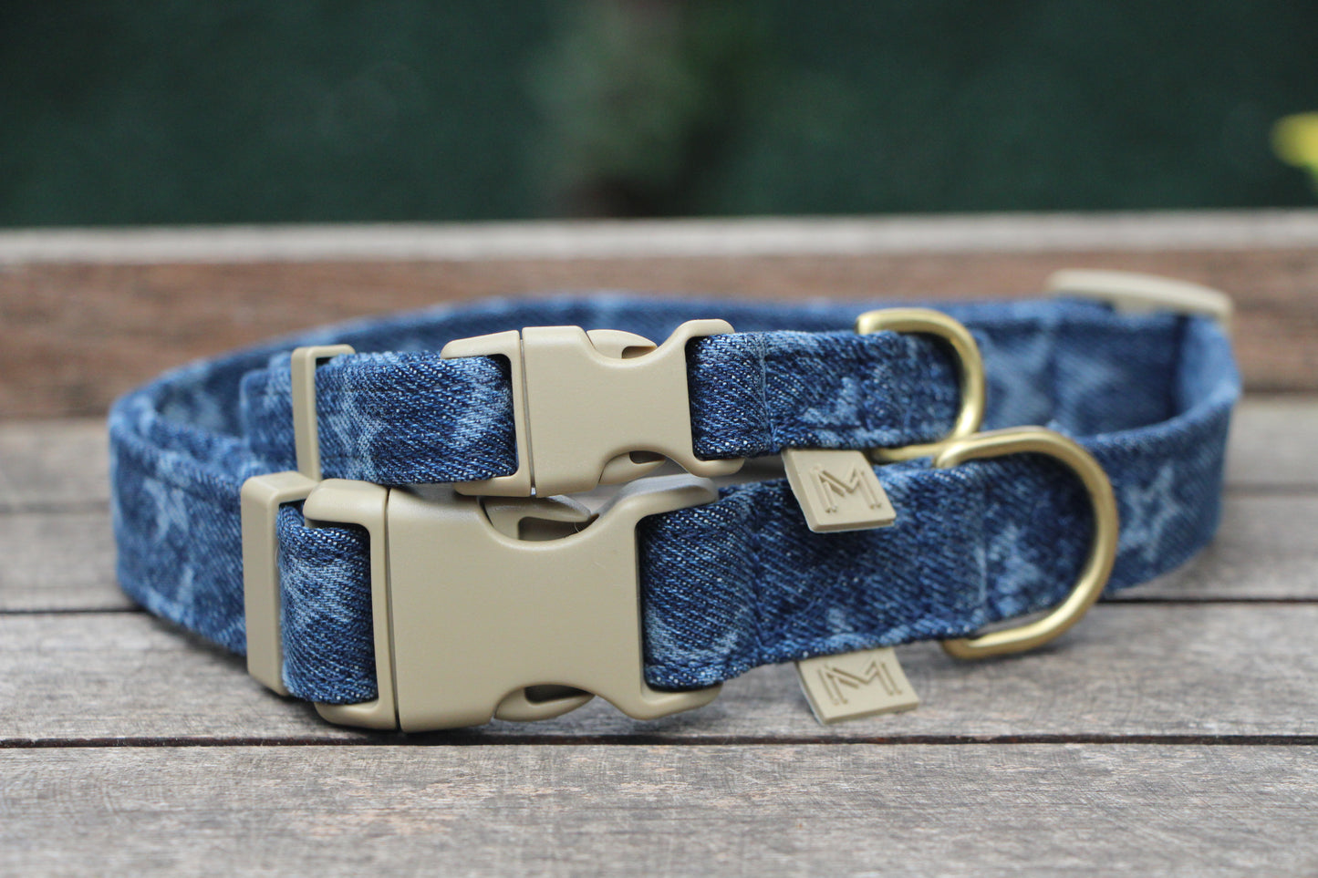 Star Printed Denim Dog Collar