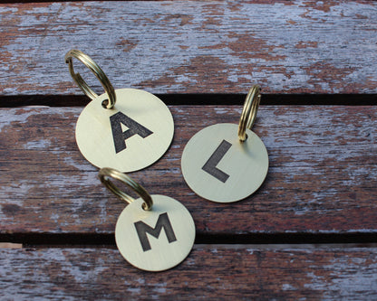 Brass Letter Pet ID Tag | Custom Engraved Initial Tag for Pets