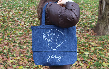 Opt for a contour line drawing on your Custom Pet Tote Bag for an elegant and refined representation of your pet.