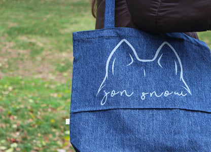 Choose an ear drawing for your Custom Pet Tote Bag, capturing the distinct charm of your pet in a stylish way.