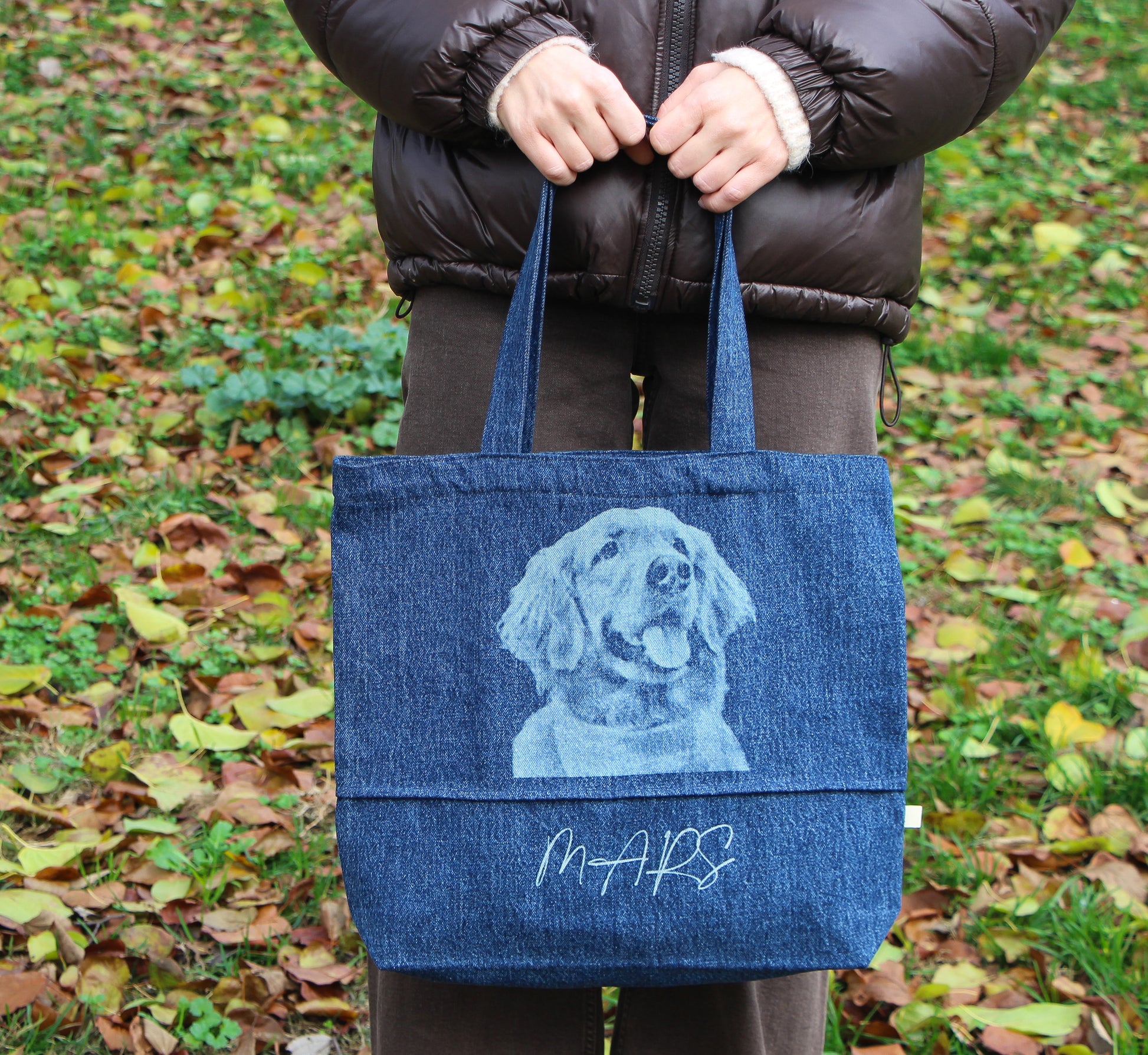 Personalized Custom Pet Tote Bag with a pet photo, adding a unique and personal touch to your outings.