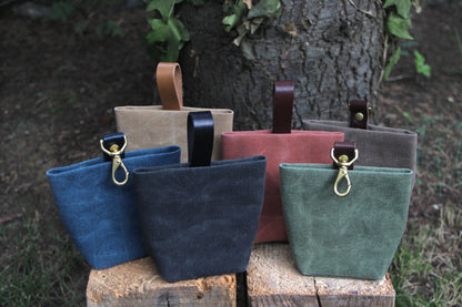 Discover the stunning color options for the Personalized Dog Treat Bag: salmon, brown, mustard, black, green, and navy, each offering a unique touch to complement your style.