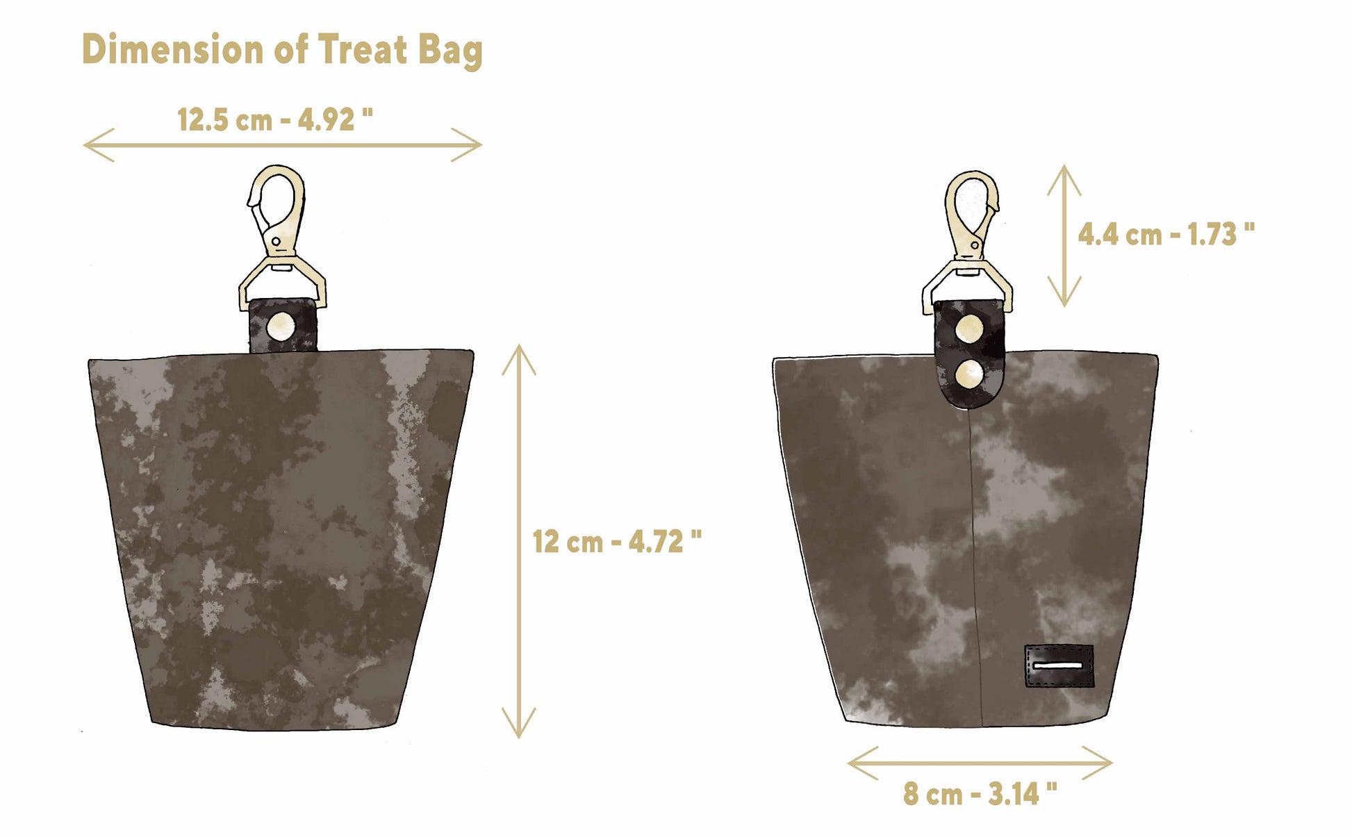 The Personalized Dog Treat Bag features dimensions that are neither too large nor too small, offering the perfect balance for convenience and practicality.