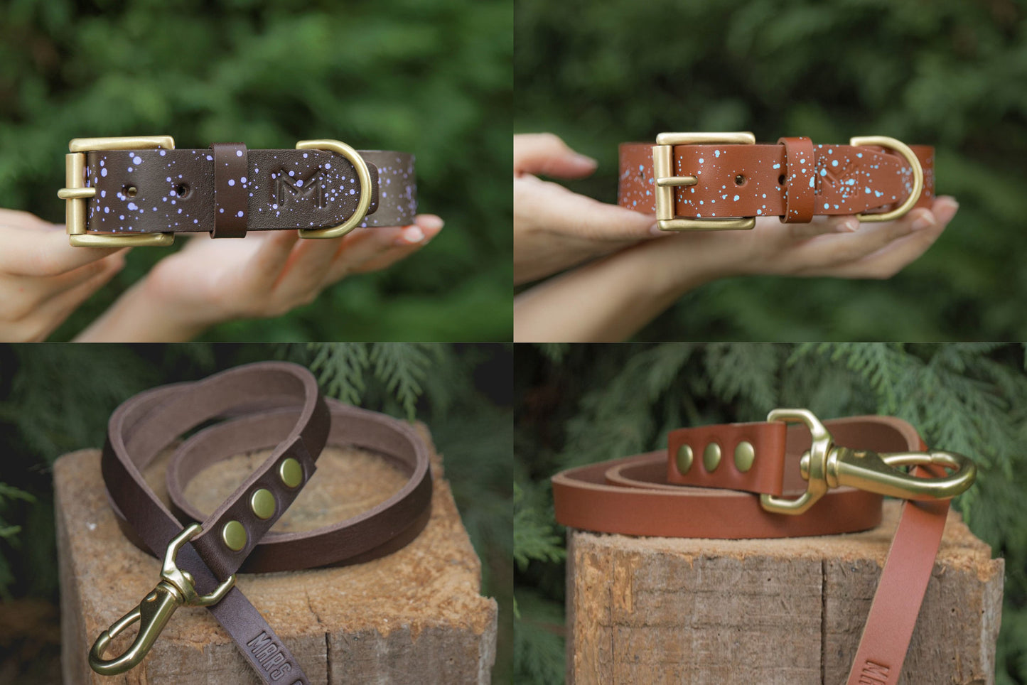 Hand-painted leather dog collar with unique, artistic details.